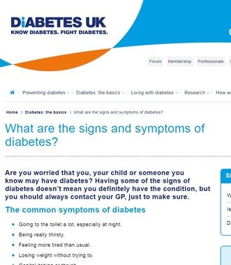 What are the signs and symptoms of Diabetes