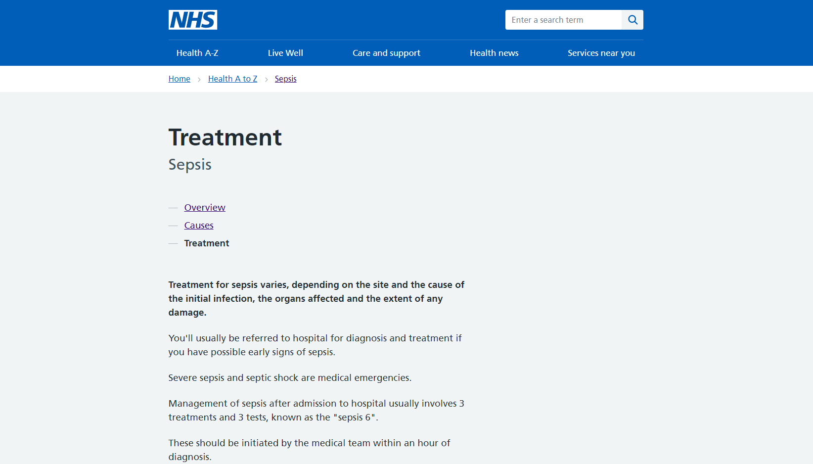 Treatment of Sepsis